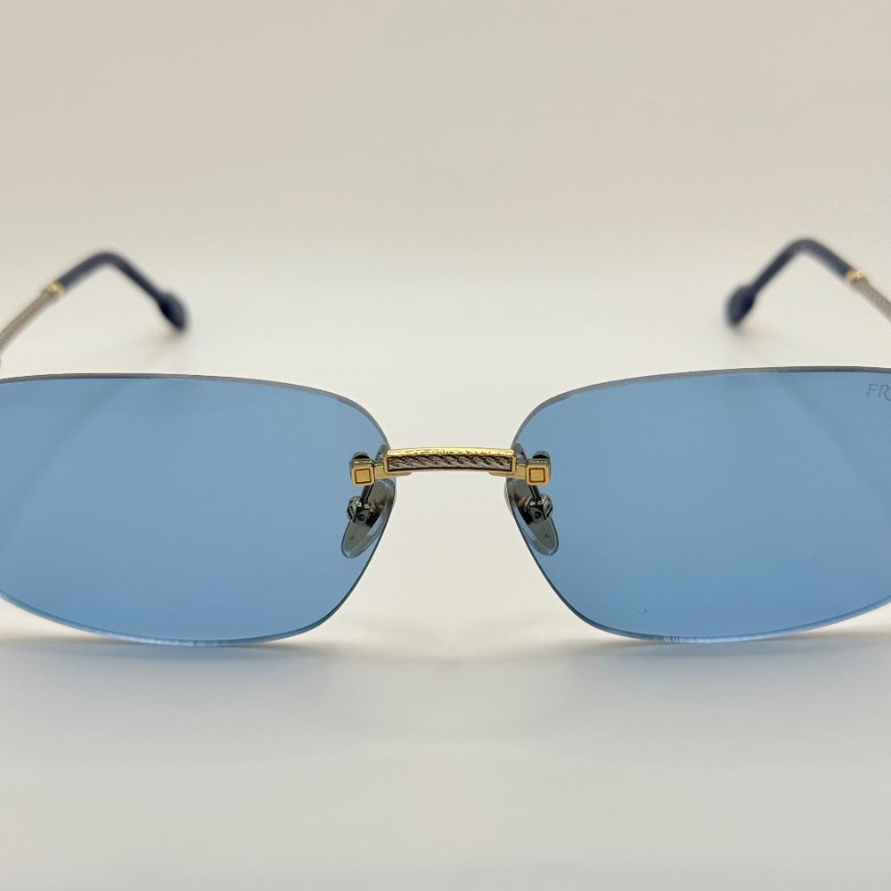 FRED FG40049U 30V Shiny Gold/Blue Sunglasses 60-14-145 NEW (Replacement Box) - Picture 3 of 16